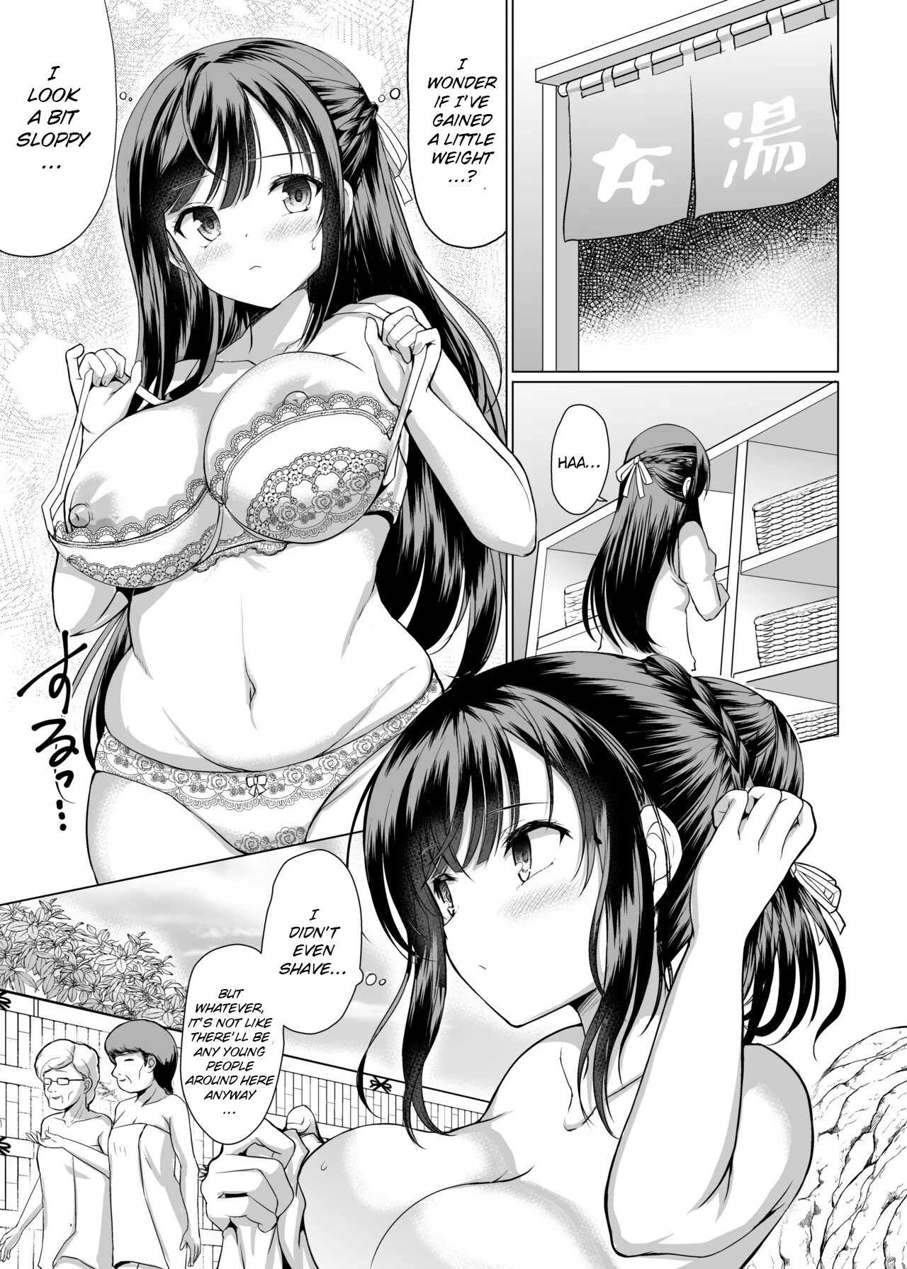 Hentai Manga Comic-Even though I'm a high school girl, I ended up becoming friends with some older men at a hot spring.-Read-4